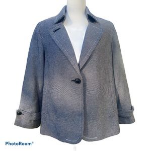 Talbots One Button Black & White Checkered Jacket